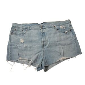 Levis‎ 501 Womens Denim Jean Shorts Size 22W Button Fly light wash Frayed Hem